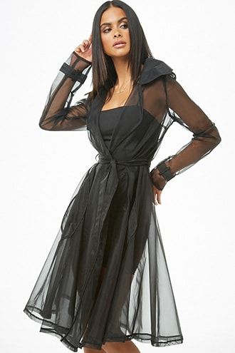 Sheer Organza Trench Coat Organza Trench Coat, Pleats Fashion, Evening Dress Patterns, Bombshell Dress, Jacket Ideas, Sheer Jacket, Layered Fashion, Fashion Figures, Women's Coats And Jackets