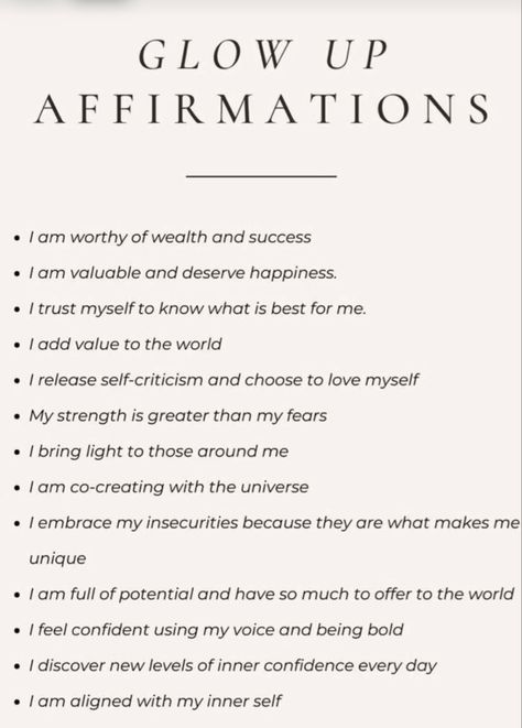 Glow Up Affirmations Aesthetic, Jlo Affirmations, Affirmation For Glow Up, Level Up Affirmations, Manifest Glow Up, Manifesting Glow Up, Light Affirmations, Glow Up Manifestation Affirmations, Glow Up Spiritually