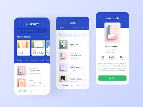 Litereasy Digital Library App by tantriono s Ui Design Mobile, Library App, Event App, Ui Ux 디자인, App Design Layout, User Flow, Design Library, App Layout, App Interface