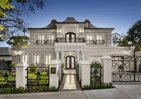 French Provincial Home, Home Designs Exterior, Provincial Home, Classic House Exterior, Classic House Design, Dream Mansion, Casas Coloniales, House Outside Design, Iron Gates