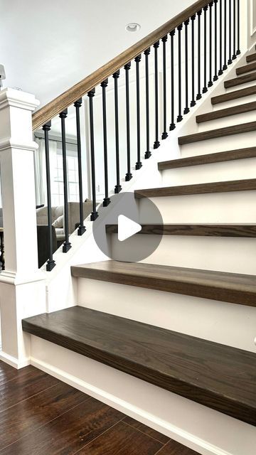 Wood On Stairs, Stairs To The Basement, Stair Baseboard Trim, Revamp Staircase, Stairs Before And After, Stair Steps Ideas, Indoor Steps Ideas Stairs, Wood Steps Indoor, Wood Stairs Ideas