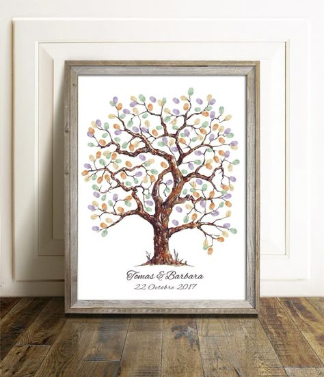 Family Tree Wedding, Wedding Fingerprint, Wedding Fingerprint Tree, Wedding Parents, Family Reunion Decorations, Family Trees Diy, Thumbprint Tree, Baby Guest Book, Fingerprint Tree