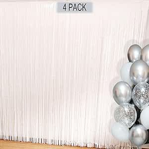 EUFARS White Fringe Backdrop Curtains for Parties - 4 Pack of 3.2x8.2ft White Streamers Curtain Photo Backdrop for Wedding Birthday Bridal Shower Baby Shower Bachelorette Christmas Party Decorations White Fringe Backdrop, Photo Backdrop For Wedding, Curtain Photo Backdrop, Backdrop For Wedding, Backdrop Curtains, Fringe Backdrops, White Fringe, Christmas Party Decorations, Shower Baby