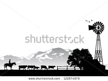 silhouettes Gate Silhouette, Farm Silhouette, Man Riding Horse, Silhouette Of A Man, Horse Stencil, Farm Vector, Silhouette Cameo Tutorials, Cow Farm, Silhouette Painting