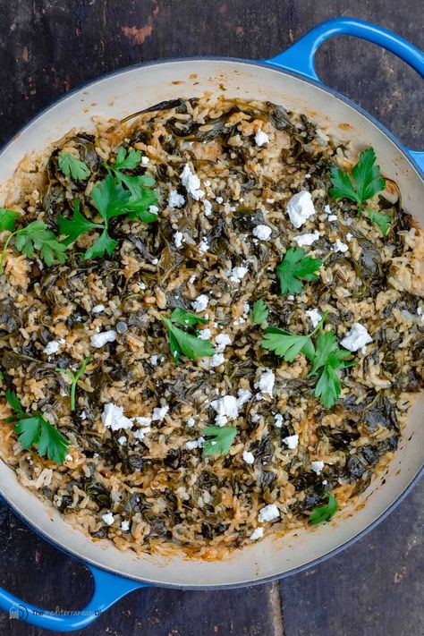 Rice Salad Bowl, Greek Rice, Greek Lemon Rice, Moroccan Vegetables, Greek Spinach, Spinach Rice, Mediterranean Spices, Vegan Stew, Lentils And Rice