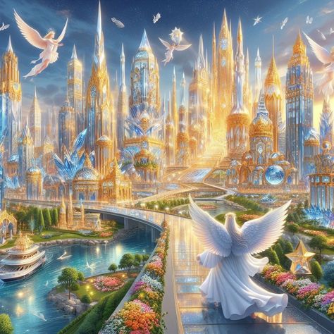 Jannah Paradise Picture, Heaven Fantasy Art, Heaven Painting, Castle House Design, Paradise Pictures, Heaven Art, Angel Images, Fantasy Castle, Biblical Art