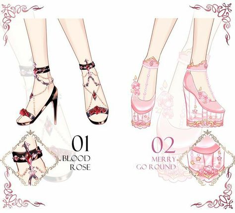 Item Adoptable, Fairy Art Drawing, Rose Heels, Dr Shoes, Clothing Design Sketches, Shoes Drawing, Drawing Anime Clothes, Dress Design Sketches, Dress Sketches