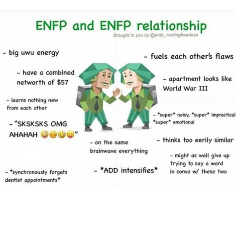 Enfp And Enfp Relationship, Enfp Love, 16 Personalities Enfp, Enfp Things, Enfp Relationships, Myers Briggs Personality Test, Enfp Personality, Enfp T, Mbti Memes