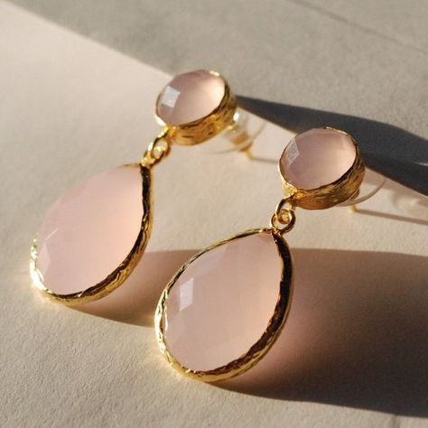 Pink Quartz Angelina Style Drop Earrings, big pink dangling earrings, two stone earrings, big statem Big Statement Earrings, Rose Quartz Earrings, Custom Earrings, Big Earrings, Quartz Rose, Pink Earrings, Quartz Earrings, Pink Quartz, Blue Earrings