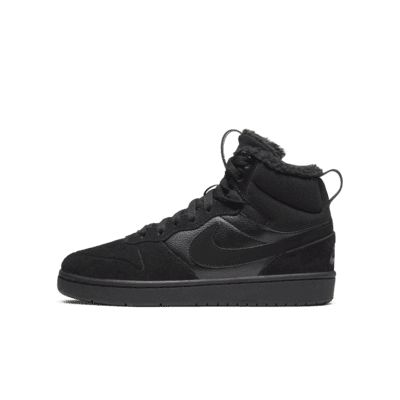 Nike Court Borough Mid 2 Older Kids' Boot. Nike AU Black Nike Air Force 1 For Streetwear, Boys Nike Shoes Black, Black Mid-top Nike Air Force 1, Black Leather Mid-top Nike Air Force 1, Black Nike Air Force 1 Fade-resistant For Streetwear, Winter Wardrobe, Fall Winter, Nike, Boots