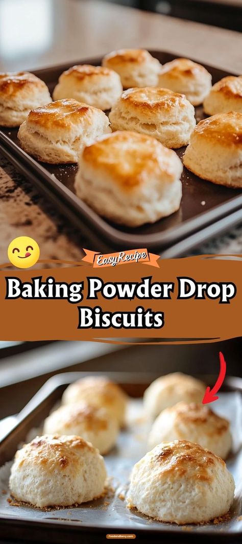 Whip up a batch of Baking Powder Drop Biscuits, the epitome of baking simplicity and deliciousness. These fluffy biscuits are quick to make and serve as the perfect companion to your meals, whether slathered with butter or used to sop up savory sauces. #DropBiscuits #EasyBaking #HomemadeBread Drop Busicut Recipes, Baking Powder Drop Biscuits, Home Made Drop Biscuits, Small Batch Of Biscuits, Baking Soda Biscuits Easy, Cheesy Biscuits Easy, Biscuit Recipe Using Self Rising Flour, Easy Biscuits 3 Ingredients, Easy Bake Biscuits