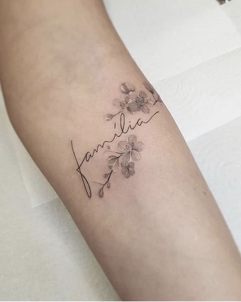 Wrist Tattoos Words, Animal Design Tattoo, Phrase Tattoos, Cursive Tattoos, Mom Tattoo Designs, Tattoos With Kids Names, Lily Tattoo, Floral Tattoo Design, Tattoo Script