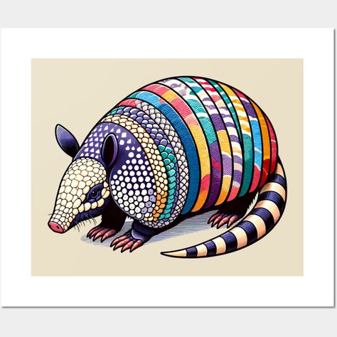 Armadillo with cool colorful pattern-like shell. -- Choose from our vast selection of art prints and posters to match with your desired size to make the perfect print or poster. Pick your favorite: Movies, TV Shows, Art, and so much more! Available in mini, small, medium, large, and extra-large depending on the design. For men, women, and children. Perfect for decoration. Armadillo Drawing, Armadillo Illustration, Armadillo Tattoo, Armadillo Art, Edward Scissor, Clothes Painting, Scissor Hands, Texas Theme, Surealism Art