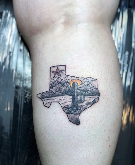 El Paso Tattoo Ideas, Mexico Country Outline Tattoo, El Paso Texas Tattoo, Texas Themed Tattoos, Texas Tattoo For Men, Texas Tattoo, Scenery Tattoo, Mexico Tattoo, Mexico Country