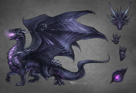 Black And Purple Dragon, Vampire Dragon, Chromatic Dragon, Dnd Things, Dark Dragon, Random Fanart, Everything Black, Dnd Campaign, Ancient Dragon