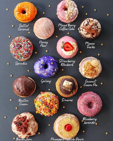 Deviant Donuts - Official Website Donut Flavour Ideas, Creative Doughnut Ideas, Different Donuts Ideas, Types Of Donuts List, Cool Donuts Ideas, Donut Toping Idea, Different Donut Flavors, Donuts Flavors Ideas, Unique Doughnut Flavors