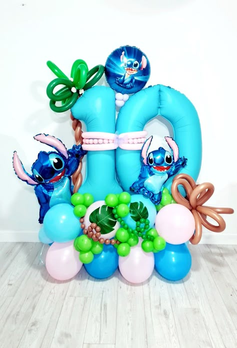 Stitch Balloon Bouquet, Lilo And Stitch Balloon Arch, Stitch Balloon Garland, Stitch Birthday Party Decorations, Stitch Balloons, Stitch Bday, Stitch Party, Stitch Birthday, Lilo And Stitch Quotes