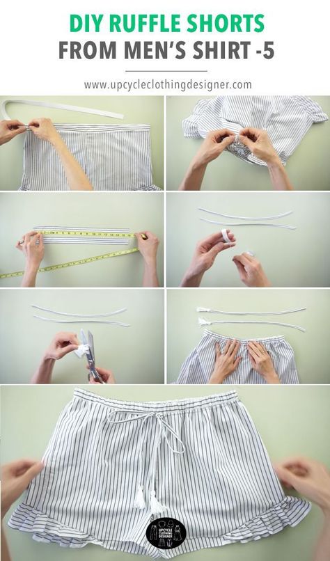 Diy Ruffle, Easy Diy Clothes, Shorts Diy, Upcycle Clothes Diy, Sewing Projects Clothes, Diy Shorts, Couture Mode, Diy Sewing Clothes, Diy Couture