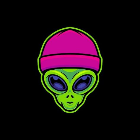 Vector alien wearing beanie hat vector a... | Premium Vector #Freepik #vector #streetwear-logo #cartoon-art #t-shirt-graphic #artwork Alien Cartoon, Cute Alien Design, Alien Illustration, Alien Logo Design, Alien Graphic, Alien Graphic Design, Alien With Headphones, Alien Logo Design Graphics, Alien Vector Art