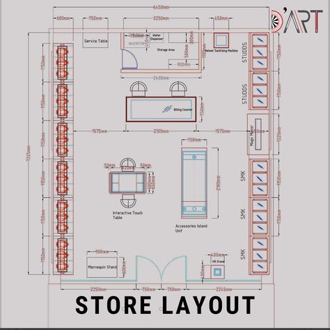 D’Art provides the best retail store layout design, new store planning, interior design, and space design at affordable prices in the competitive market. Not a vaunter, D’Art has worked with top MNC’s and has delivered exceptional store layout designs for them. Retail Floor Plan Store Layout Interior Design, Apparel Retail Store Design, Jewellery Shop Plan Layout, Small Art Shop Interior, Showroom Plan Layout, Retail Store Layout Floor Plans, Clothing Store Floor Plan Layout, Hardware Store Layout, Clothing Store Plan