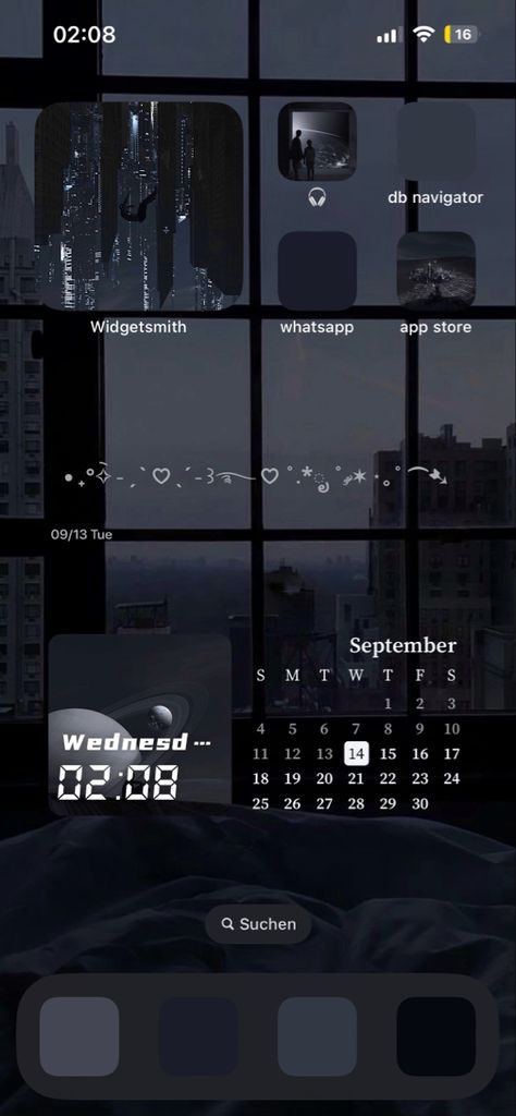 ios 16 ios 15 homescreen aesthetic ideas dark blue black grey futuristic low exposure calendar city lights Iphone Layout Dark Blue, Ipad Lockscreen Aesthetic Dark, Iphone Layout Aesthetic Dark, Ios Homescreen Ideas Dark, Futuristic Phone Theme, Ios Theme Ideas Dark, Black And Blue Homescreen Layout, Ios 16 Dark Aesthetic, Dark Home Screen Aesthetic