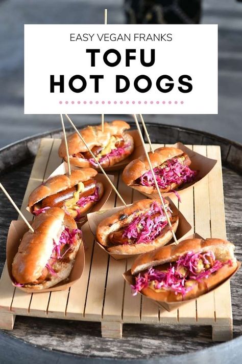 Tofu Hot Dogs, Pink Coleslaw, Vegetarian Hotdogs, Vegan Corn Dogs, Kosher Rules, Vegetarian Hot Dog, Veggie Hot Dog, Easy Tofu, Vegan Bbq Recipes