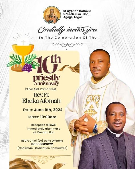 10TH PRIESTLY ANNIVERSARY FLYER DESIGN 💫💻🖱️ . Jobs bring Jobs just see to doing the previous one first and always ask God for creativity and strength to carry out each project . How did i do? . #fyp #fypシ #fypage #fypppppppppppppppppppppppppppppppppppppppppppppppppppppppppppppppppppppp #graphicsdesigndaily #graphicsdesigner #graphicsdesigncommunity #graphicdesign #graphicsdesigners #photoshop #explorepage #photoshopcs6 #creatives #creativesofinstagram #visualcommunication #eflyer #eflyerdes... Anniversary Flyer Design, Anniversary Banner, Ask God, Anniversary Logo, Birthday Flyer, Anniversary Invitations, Graphic Design Lessons, Birthday Template, Birthday Poster