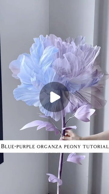 Zoi Decorative Design on Instagram: "Blue-purple organza peony tutorial#Artificialflowers #giant flower#wedding	 #party #Window display#peony #peonyflower #paperflowers#organza#mall#tutorial#tutorials" Diy Giant Organza Flowers, Giant Organza Flowers, Giant Flower Wedding, Mob Wedding, Peony Tutorial, Engagement Flowers, Giant Flowers Diy, Giant Paper Flowers Diy, Flower Petal Template