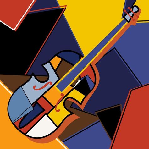 Vector Art Design, Cubism Art, Indie Art, Musical Art, Acrylic Paint Set, Modern Art Paintings, Jazz Music, Cubism, Musical Instrument