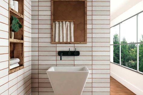 Bedrosians Makoto, Terracotta Backsplash Kitchen, Terracotta Bathroom Floor, Bedrosians Tile, Shoji White, White Ceramic Tiles, Traditional Baths, Matte Ceramic, Spring Valley