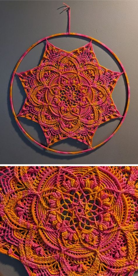 Stunning Colorful Mandala Free Crochet Patterns – 1001 Patterns Crochet Dreamcatcher Pattern Free, Space Crochet, Free Mandala Crochet Patterns, Motif Mandala Crochet, Crochet Dreamcatcher Pattern, Mandela Patterns, Crochet Macrame, Crochet Wall Art, Crochet Dreamcatcher