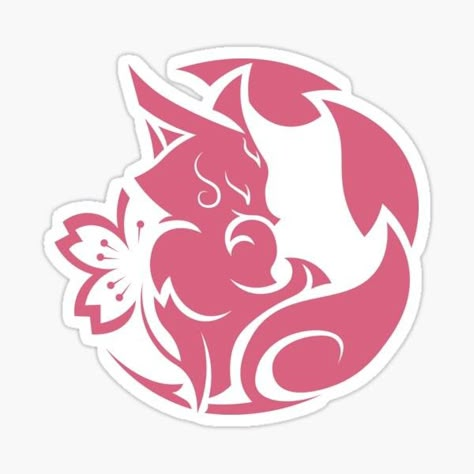 cute pink fox yae miko genshin Yae Miko Constellation, Genshin Yae Miko, Genshin Stickers, Sailor Moon Tattoo, Fox Artwork, Pink Tattoo, Mermaid Wallpapers, Fox Spirit, Pink Fox