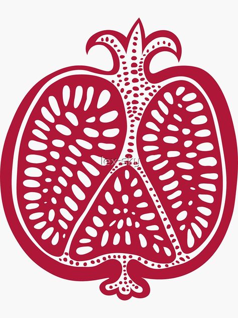 "Vector pomegranate" Sticker by lex-sky | Redbubble Block Print Tattoo, Pomegranate Drawing, Pomegranate Vector, Pomegranate Tattoo, Summer Juice, Pomegranate Art, Pomegranate Design, Cartoon Food, Fruit Vector