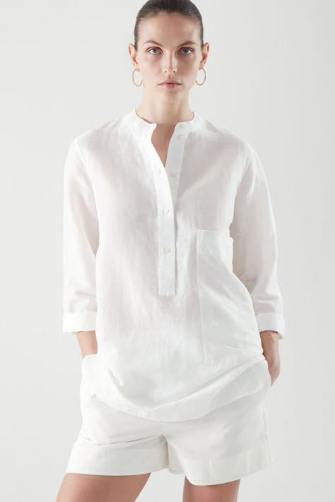 Harvest Foods, Stylish Grandma, Aesthetic Attire, Tops 2022, Linen Outfit, First Meet, White Tee Shirt, Casual Luxe, Shirt Linen