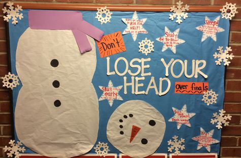 College Bulletin Board, Bulletin Board Winter, Residence Life Bulletin Boards, Snowman Bulletin Board, Res Life Bulletin Boards, December Bulletin Boards, Writing Bulletin Boards, Health Bulletin Boards, Music Major