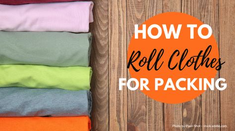 Rolling T Shirts For Packing, How To Roll Your Clothes For Packing, How To Roll Clothes To Pack Suitcases, How To Roll Clothes For Packing, Roll Clothes For Packing, Rolling Clothes For Packing, Chunky Clothes, Roll Clothes, Packing Folding