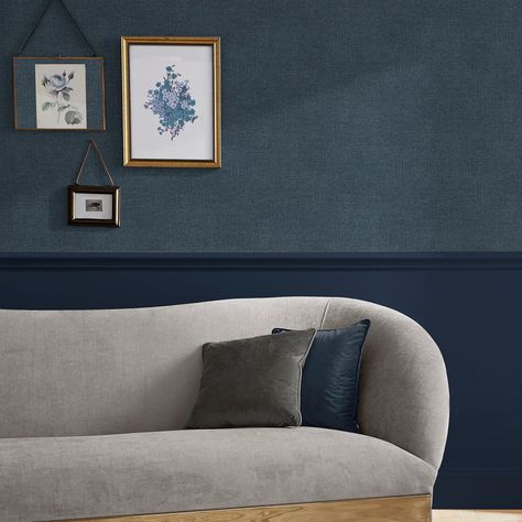 Haptic Navy features our favorite navy tones in a intricately textured plain. Perfect for combining with co-ordinating designs or for use on all four walls, this design is effortlessly versatile. Material: Non-woven Features: Spongeable, Strippable, Paste the Wall Match Type: Offset Design Repeat: 25.19" Texture: Smoot Navy Living Room Walls, Navy Living Room, Navy Living, Navy Wallpaper, How To Hang Wallpaper, Plain Wallpaper, Graham & Brown, Room Walls, Brown Wallpaper