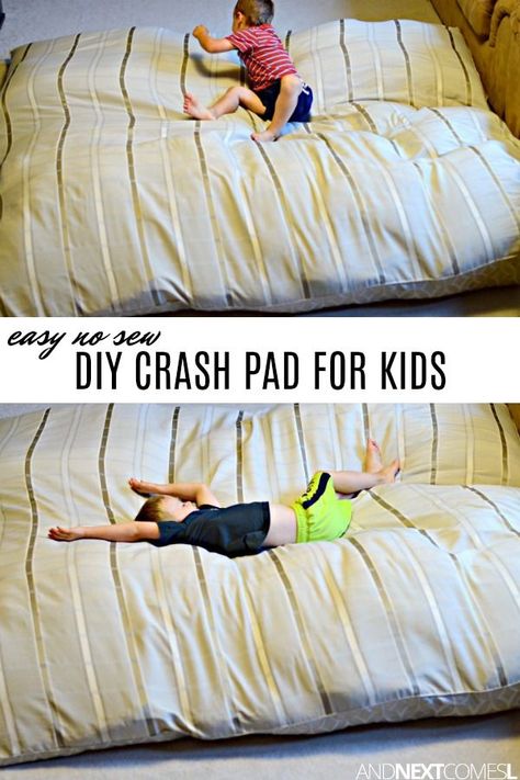 DIY sensory crash pad for kids - so easy to make! #DIY #sensoryhacks #sensoryprocessing #kids Crash Mat, Proprioceptive Input, Small Basement Ideas, Diy Sensory, Sensory Therapy, Sensory Rooms, Small Basement, Crash Pad, Sensory Room