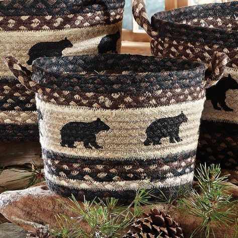 Small Lodge, Black Bear Decor, Cabin Theme, Bear Cabin, Black Forest Decor, Basket Small, Log Cabin Decor, Black Bears, Bear Silhouette