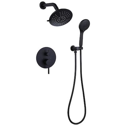 BWE A-98001 Shower Faucet Matte Black 2-handle Multi-function Round Shower Faucet Valve Included in the Shower Faucets department at Lowes.com Bathroom Shower Combo, Shower Combo, Round Bathroom, Shower Parts, Fixed Shower Head, Black Shower, Faucet Handles, Rain Shower Head, Bathtub Shower