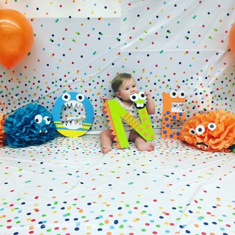 Monster First Birthday Cake, Monsters 1st Birthday, Monster Mash 1st Birthday Party, Monster One Year Birthday Party, First Birthday Monster Theme, One Little Monster Party, One Little Monster Birthday, 1st Birthday Monster Theme, Monster Mash First Birthday Party