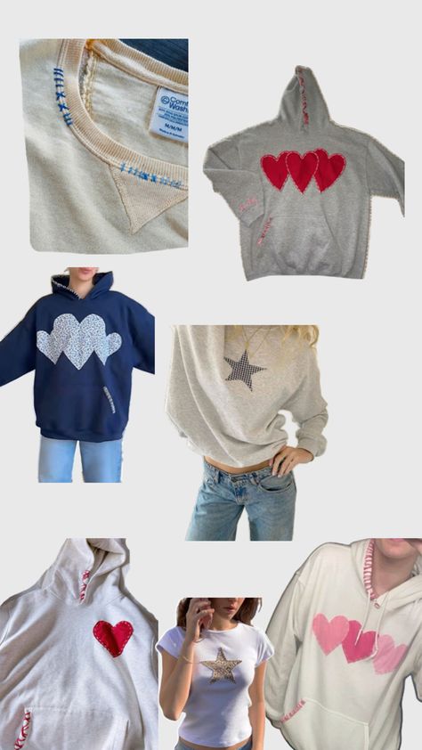 Diy Patchwork Shirt, Homemade Shirts, Patchwork Diy, Patchwork Hoodie, Hoodie Diy, Stitch Hoodie, Clothes Embroidery Diy, Patchwork Clothes, Patchwork Sweatshirt