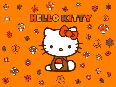 hello kitty fall autumn orange wallpaper leaves flowers mushrooms Hello Kitty Fall Wallpaper, Orange Hello Kitty, Hello Kitty Halloween Wallpaper, Halloween Desktop Wallpaper, Hello Wallpaper, Sf Wallpaper, Autumn Leaves Wallpaper, Hello Kitty Imagenes, Hello Kitty Images