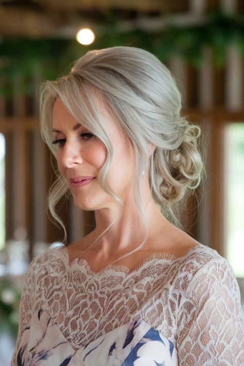 20 Mother of The Groom Hairstyles Medium 2024 - Crafty Sphere Mom Of Groom Hairstyles, Mother Of The Bride Wedding Hair, Wedding Hair For Medium Hair, Mother Hairstyles For Wedding, Updos For Mother Of The Bride, Mob Updos, Hairstyles For Mother Of The Groom, Hairstyle For Mother Of The Bride, Mother Of The Bride Hair Updo