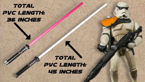 Simple and inexpensive DIY lightsaber build using parts from a home improvement store.  PVC "blade" included. Star Wars Diy Costume, Lightsaber Diy, Star Wars Costumes Diy, Sith Costume, Diy Lightsaber, Star Wars Props, Diy Star Wars, Custom Lightsaber, Lightsaber Design