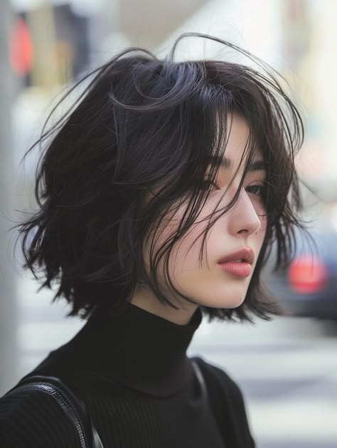 Trendy Layered Bob Haircuts for All Hair Types Short Hair With Layers Not Styled, Black Layered Hair Short, Cute Layered Haircut Short, Trendy Women Haircut, Black Haircuts Women, Short Hair With Layers Bob Cut, Layered Haircut For Short Hair, Short Black Hair With Layers, Korean Women Hairstyle