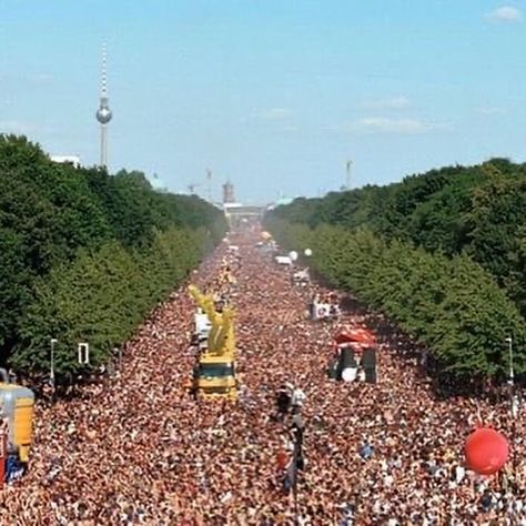 Love parade 1999, a massive techno music festival, is held in Berlin, Germany. Over 1.5 million people attend. Love Parade, Techno Music, Berlin Germany, Music Festival, Berlin, Hold On, Germany, Festival, Music