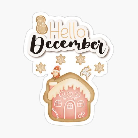 Get my art printed on awesome products. Support me at Redbubble #RBandME: https://www.redbubble.com/i/sticker/Christmas-Cookies-Hello-December-by-All-About-Life/130619203.EJUG5?asc=u December Stickers, Stickers Journal, Sticker Christmas, Hello December, Gift List, Christmas Cookies, Sticker Design, Sell Your Art, My Art