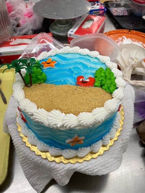 Summer Themed Cake, Mini Cake Ideas, Cool Cake Ideas, Beach Themed Cakes, Beach Cake, Decorate A Cake, Simple Cakes, Beach Cakes, Fathers Day Cake