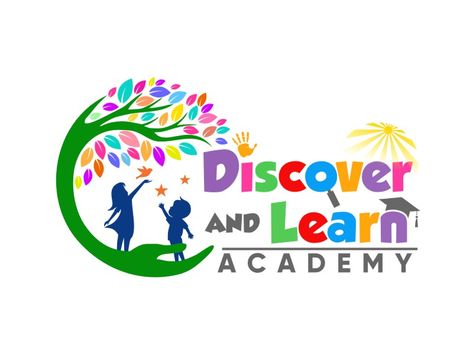 Discover and Learn Academy Logo Design - 48hourslogo Preschool Logo Design, Daycare Logo Design, Academy Logo Design, Preschool Logo, Daycare Logo, Preschool Family, Academy Logo, Children's Garden, Kindergarten Class